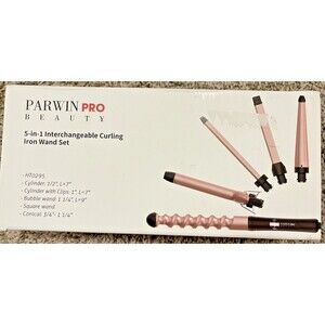 PARWIN PRO BEAUTY 5-in-1 Curling Iron Wand Set Interchangeable Barrels NEW Black